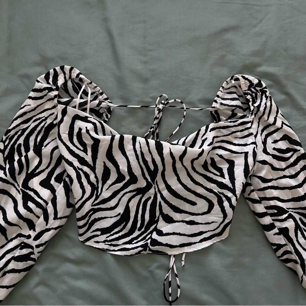 Zebra Print Open Back Crop Top